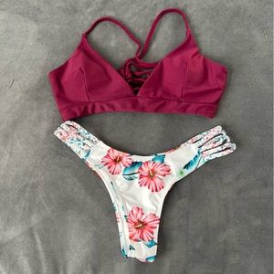 Zaful Bikini bathing Suit Size 4 Burgundy/Floral